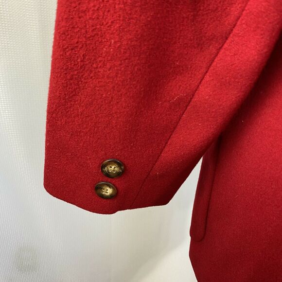 Lands End Red Wool Cashmere Jacket Coat One Button Pockets Size 12 - Picture 6 of 9